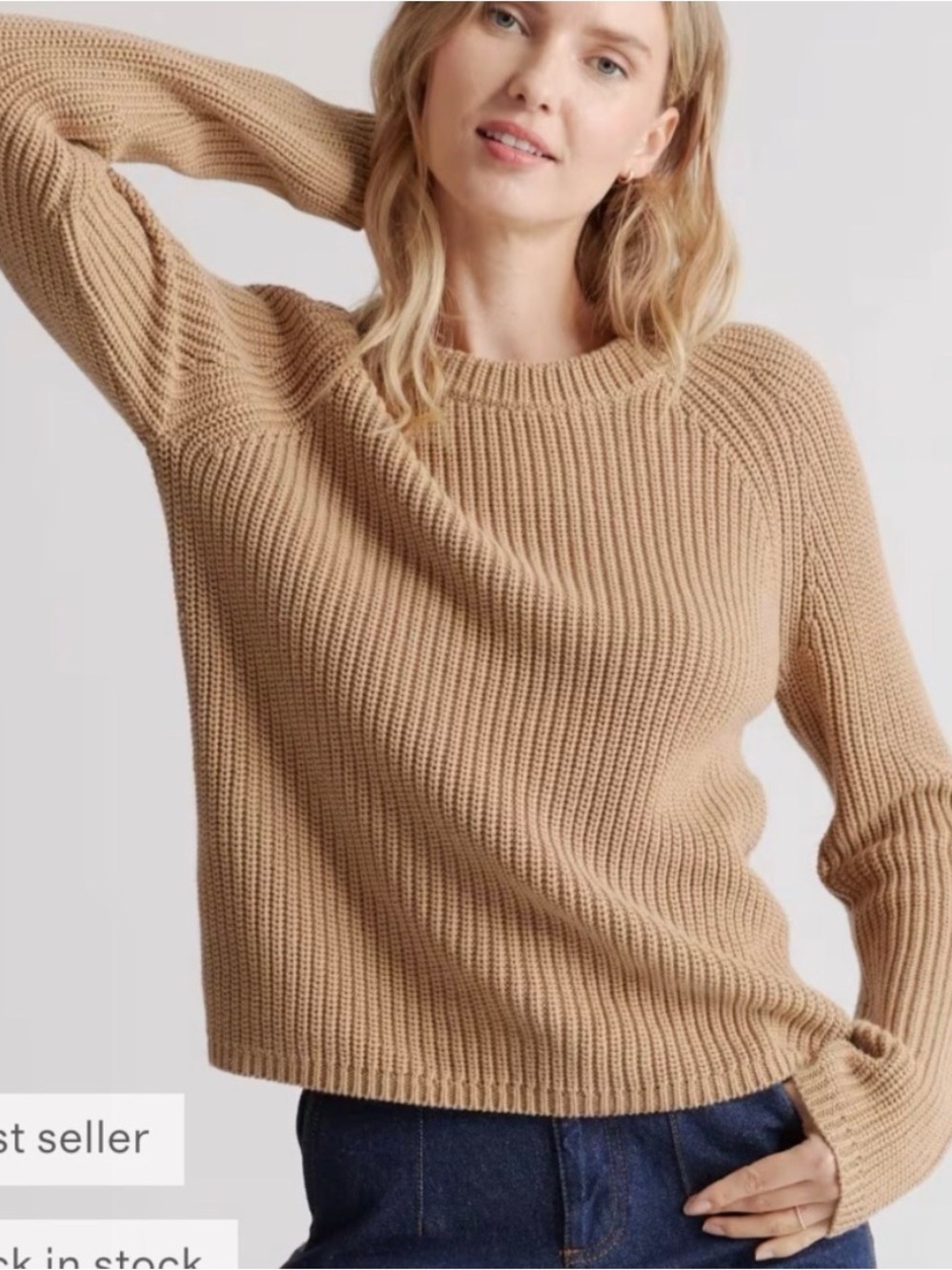 Quince Organic Cotton Fisherman Knit Sweater in Camel Women’s Size S - Picture 9 of 9